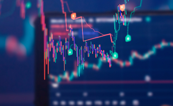 colorful stock market graph with five key indicators