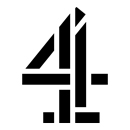 logo of Channel 4 in black and white featuring the number 4 and geometric shapes representing modern design and digital media